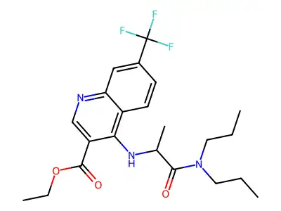 Ethyl 4-(1-(N,N-dipropylcarbamoyl)ethylamino)-7-trifluoromethylquinoline-3-carboxylate structure