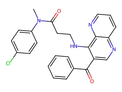 Propanamide, 3-((3-benzoyl-1,5-naphthyridin-4-yl)amino)-N-(4-chlorophenyl)-N-methyl- structure