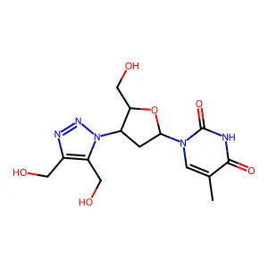 Thymidine, 3'-(4,5-bis(hydroxymethyl)-1H-1,2,3-triazol-1-yl)-3'-deoxy- structure