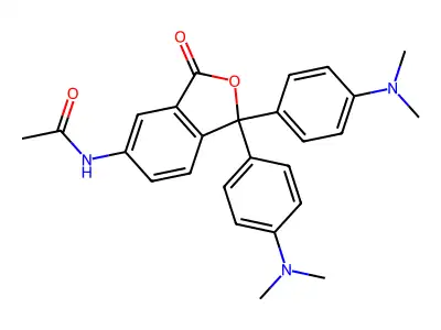 N-[1,1-bis(4-dimethylaminophenyl)-3-oxo-2-benzofuran-5-yl]acetamide structure
