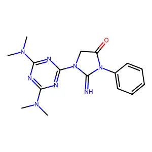 1-[4,6-Bis(dimethylamino)-1,3,5-triazin-2-yl]-2-imino-3-phenylimidazolidin-4-one structure