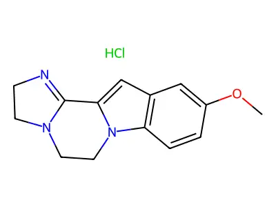 Imidazo(2',1':3,4)pyrazino(1,2-a)indole, 2,3,5,6-tetrahydro-10-methoxy-, monohydrochloride structure