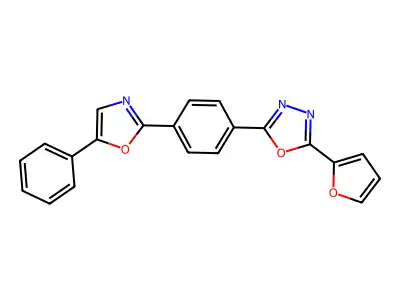 1,3,4-Oxadiazole, 2-(2-furanyl)-5-[4-(5-phenyl-2-oxazolyl)phenyl]- structure