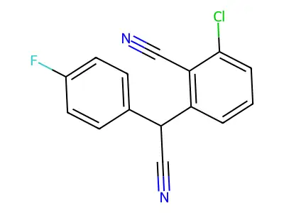 2-Chloro-6-[cyano(4-fluorophenyl)methyl]benzenecarbonitrile structure