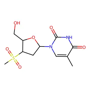 Thymidine, 3'-deoxy-3'-(methylsulfonyl)- structure