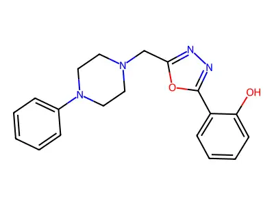 Phenol, 2-(5-((4-phenyl-1-piperazinyl)methyl)-1,3,4-oxadiazol-2-yl)- structure