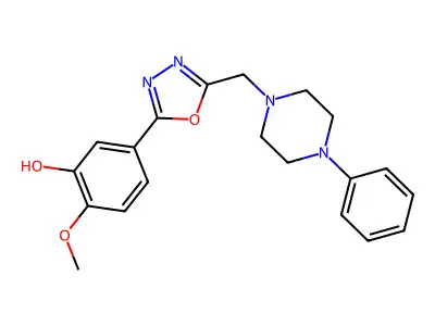 Phenol, 2-methoxy-5-(5-((4-phenyl-1-piperazinyl)methyl)-1,3,4-oxadiazol-2-yl)- structure