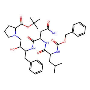Benzyloxycarbonyl-LeuAsnPhe(hydroxyethyl)Proline-tertbutyl ester structure
