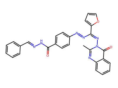Benzoic acid,4-[2-[2-furanyl[(2-methyl-4-oxo-3(4H)-quinazolinyl)imino]methyl]diazenyl]-,2-(phenylmethylene)hydrazide structure