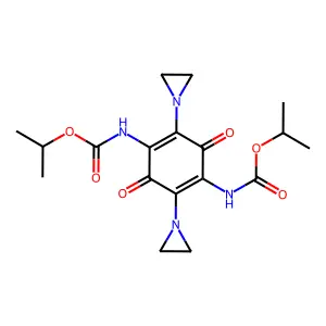 (2,5-Bis(1-aziridinyl)-3,6-dioxo-1,4-cyclohexadiene-1,4-diyl)biscarbamic acid, bis(1-methylethyl) ester structure