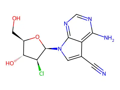 4-Amino-7-((2R,3S,4R,5R)-3-chloro-4-hydroxy-5-(hydroxymethyl)tetrahydrofuran-2-yl)-7H-pyrrolo[2,3-d]pyrimidine-5-carbonitrile structure