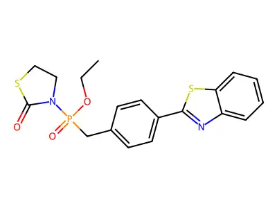 Ethyl ((4-(2-benzothiazolyl)phenyl)methyl)(2-oxo-3-thiazolidinyl)phosphinate structure