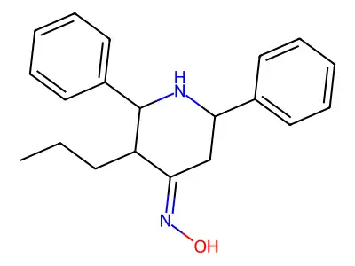 (NE)-N-(2,6-diphenyl-3-propylpiperidin-4-ylidene)hydroxylamine structure
