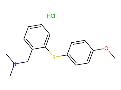 Benzenemethanamine, N,N-dimethyl-2-((4-methoxyphenyl)thio)-, hydrochloride structure