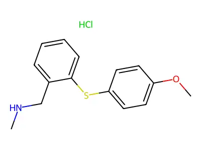 Benzenemethanamine, 2-((4-methoxyphenyl)thio)-N-methyl-, hydrochloride structure