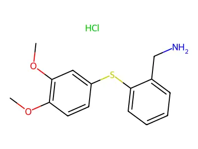 Benzenemethanamine, 2-((3,4-dimethoxyphenyl)thio)-, hydrochloride structure
