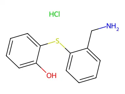 Phenol, 2-((2-(aminomethyl)phenyl)thio)-, hydrochloride structure