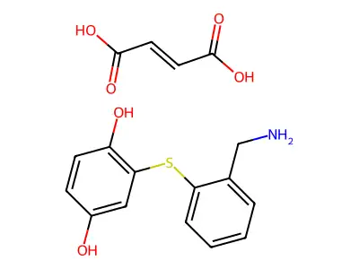 2-[2-(Aminomethyl)phenyl]sulfanylbenzene-1,4-diol;but-2-enedioic acid structure