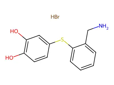 1,2-Benzenediol, 4-((2-(aminomethyl)phenyl)thio)-, hydrobromide structure