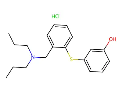 Phenol, 3-((2-((dipropylamino)methyl)phenyl)thio)-, hydrochloride structure