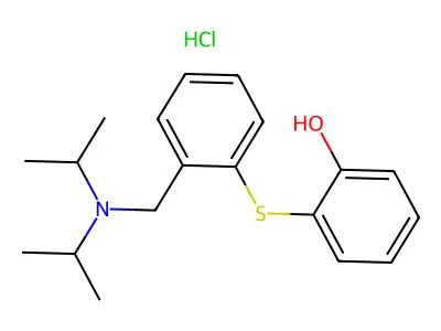 Phenol, 2-((2-((bis(1-methylethyl)amino)methyl)phenyl)thio)-, hydrochloride structure