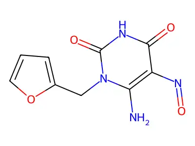 6-amino-1-(furan-2-ylmethyl)-5-nitrosopyrimidine-2,4(1H,3H)-dione structure