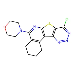 4-(8-Chloro-1,2,3,4-tetrahydro-[1,2,3]triazino[4',5':4,5]thieno[2,3-c]isoquinolin-5-yl)morpholine structure