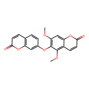 2H-1-Benzopyran-2-one, 5,7-dimethoxy-6-((2-oxo-2H-1-benzopyran-7-yl)oxy)- structure