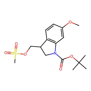 Tert-butyl 6-methoxy-3-(methylsulfonyloxymethyl)-2,3-dihydroindole-1-carboxylate structure