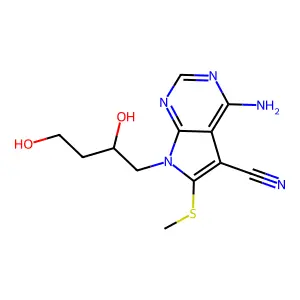 7-CN-8-MeS-9-(2,4-diOHBu)-7-deazaA structure