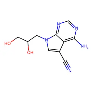 4-Amino-5-cyano-7-((RS)-2,3-dihydroxypropyl)pyrrolo(2,3-d)pyrimidine structure
