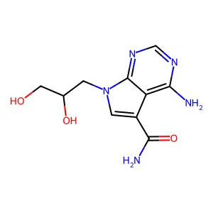 4-Amino-5-(aminocarbonyl)-7-((RS)-2,3-dihydroxypropyl)pyrrolo(2,3-d)pyrimidine structure