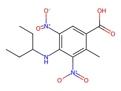 2-Methyl-3,5-dinitro-4-[(pentan-3-yl)amino]benzoic acid structure