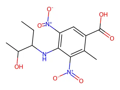 Benzoic acid, 3,5-dinitro-4-((1-ethyl-2-hydroxypropyl)amino)-2-methyl- structure