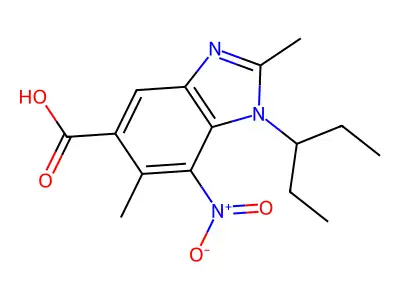 1H-Benzimidazole-5-carboxylic acid, 2,6-dimethyl-1-(1-ethylpropyl)-7-nitro- structure