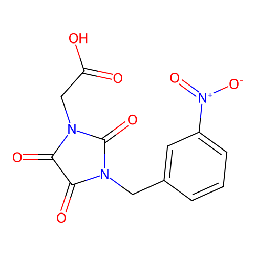 2-(3-((3-Nitrophenyl)methyl)-2,4,5-trioxoimidazolidin-1-yl)acetic acid structure