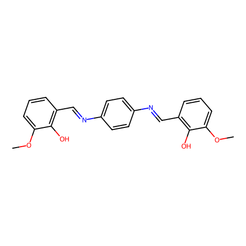 2,2'-{benzene-1,4-diylbis[nitrilo(E)methylylidene]}bis(6-methoxyphenol) structure