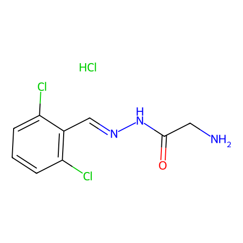 Glycine, (2,6-dichlorobenzylidene)hydrazide, hydrochloride structure