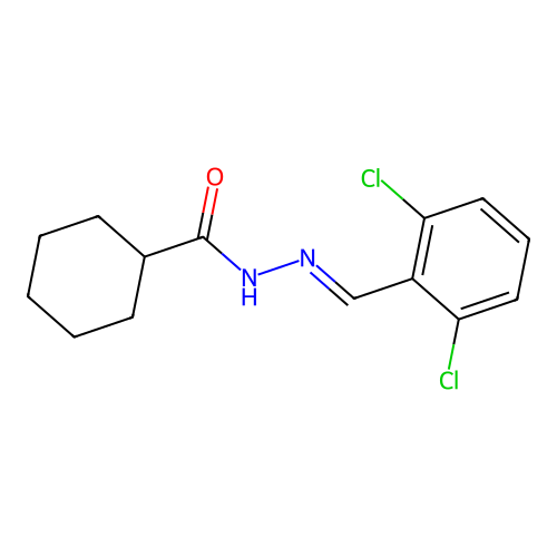N-[(2,6-dichlorophenyl)methylideneamino]cyclohexanecarboxamide structure