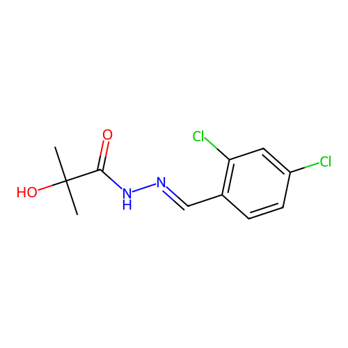 N-[(2,4-dichlorophenyl)methylideneamino]-2-hydroxy-2-methylpropanamide structure
