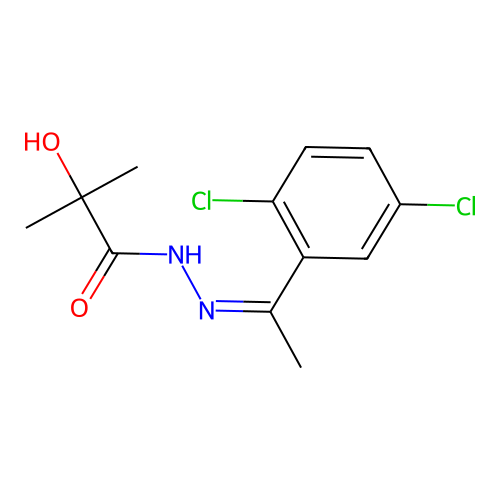 Lactic acid, 2-methyl-, (2,5-dichloro-alpha-methylbenzylidene)hydrazide structure