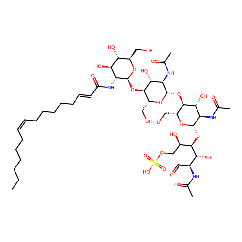 D-Glucose, O-2-deoxy-2-((1-oxo-2,9-hexadecadienyl)amino)-beta-D-glucopyranosyl-(1-4)-O-2-(acetylamino)-2-deoxy-beta-D-glucopyranosyl-(1-4)-O-2-(acetylamino)-2-deoxy-beta-D-glucopyranosyl-(1-4)-2-(acetylamino)-2-deoxy-, 6-(hydrogen sulfate), (E,Z)- structure