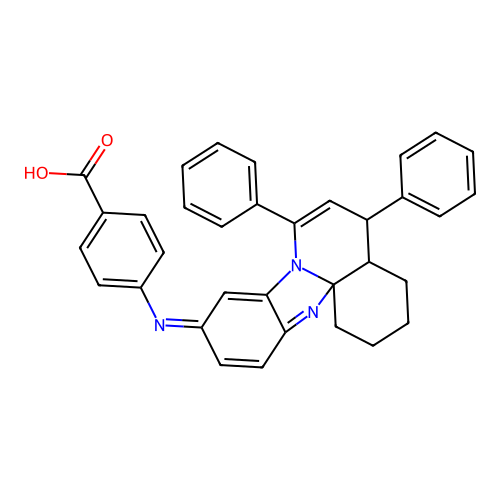 (Z)-4-((5,7-diphenyl-3,4,4a,5-tetrahydro-1H-benzo[4,5]imidazo[2,1-j]quinolin-10(2H)-ylidene)amino)benzoic acid structure