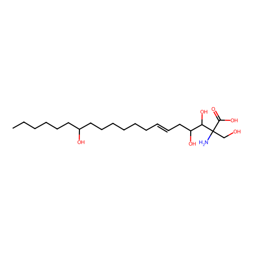 (E)-2-amino-3,4,14-trihydroxy-2-hydroxymethyleicos-6-enoic acid structure