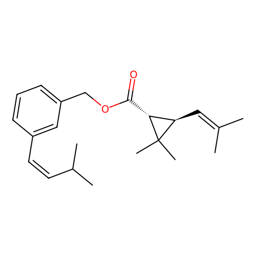 Cyclopropanecarboxylic acid, 2,2-dimethyl-3-(2-methyl-1-propenyl)-, (3-(3-methyl-1-butenyl)phenyl)methyl ester, (1R-(1alpha(Z),3beta))- structure