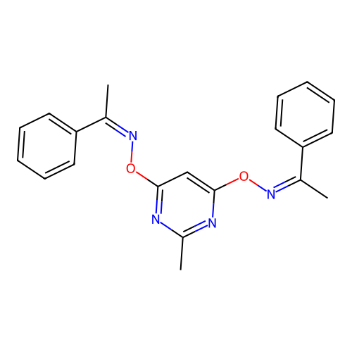 N-[2-methyl-6-[(Z)-1-phenylethylideneamino]oxypyrimidin-4-yl]oxy-1-phenylethanimine structure