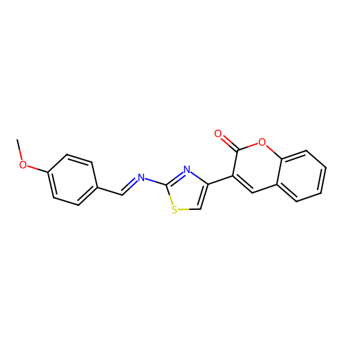 3-(2-{[(E)-(4-methoxyphenyl)methylidene]amino}-1,3-thiazol-4-yl)-2H-chromen-2-one structure