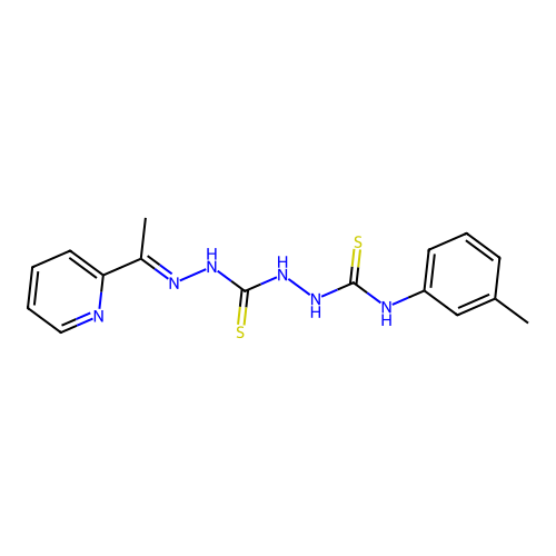 Carbonothioic dihydrazide, N''-(((3-methylphenyl)amino)thioxomethyl)-N'''-((1E)-1-(2-pyridinyl)ethylidene)- structure