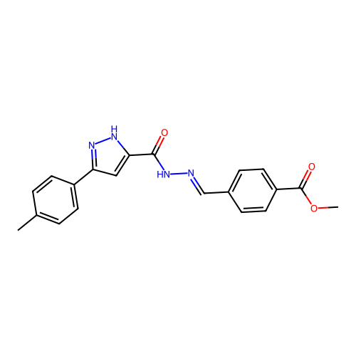 (E)-methyl 4-((2-(3-(p-tolyl)-1H-pyrazole-5-carbonyl)hydrazono)methyl)benzoate structure