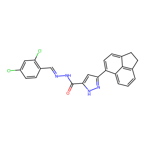 (E)-N'-(2,4-dichlorobenzylidene)-3-(1,2-dihydroacenaphthylen-5-yl)-1H-pyrazole-5-carbohydrazide structure